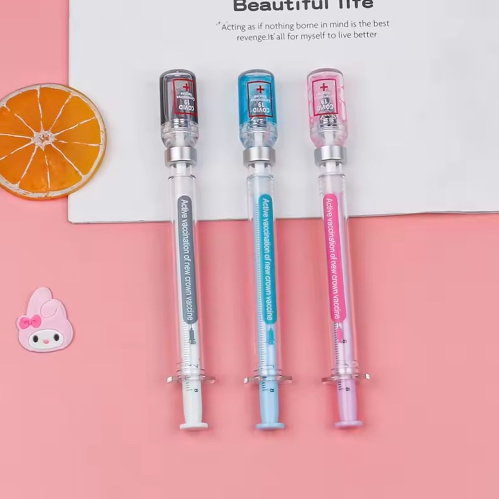 Cute Syringe Gel Pens - Pink, Blue, Gray